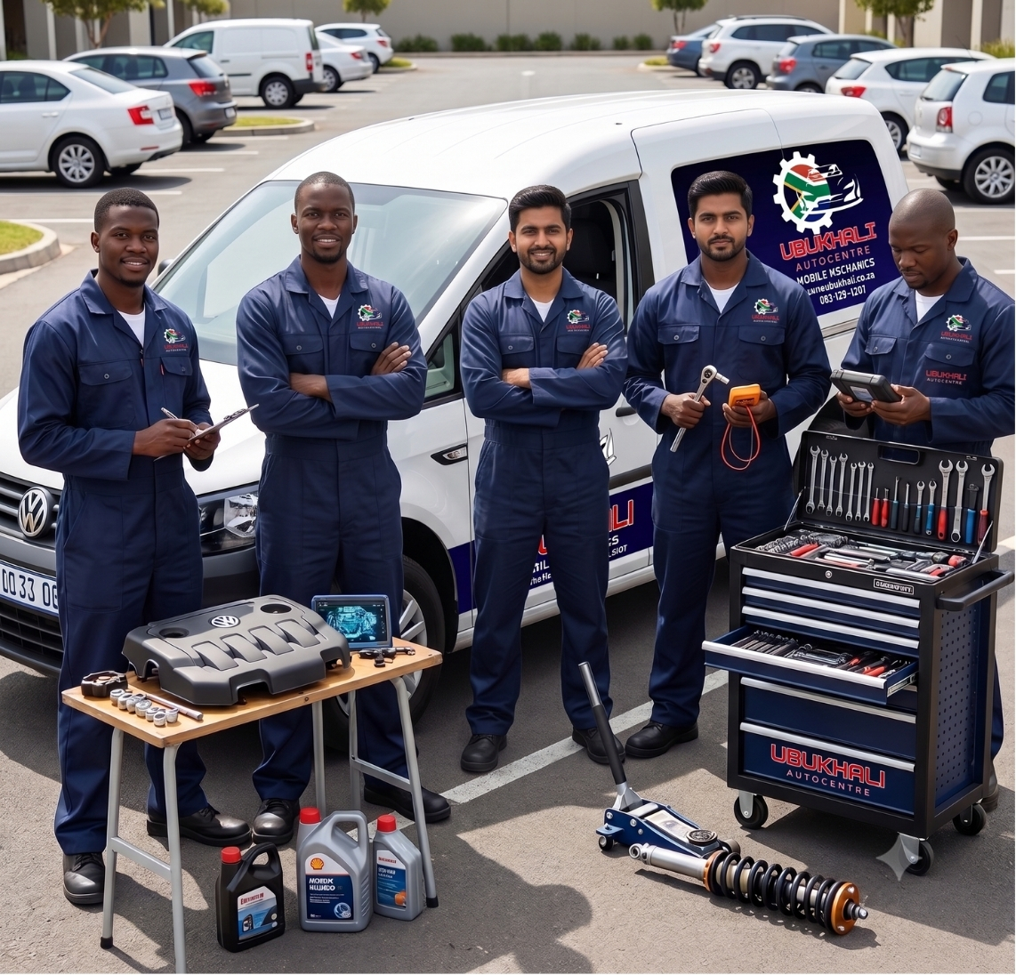 Ubukhali mobile mechanics team with van